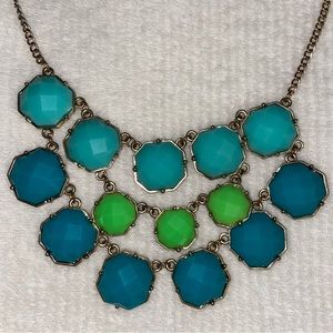 Three Rows of Blues and Green on this beautiful necklace